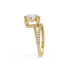 Emerald Square & Round Cut Diamond Bypass Engagement Ring