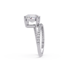 Emerald Square & Round Cut Diamond Bypass Engagement Ring