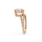 Emerald Square & Round Cut Diamond Bypass Engagement Ring