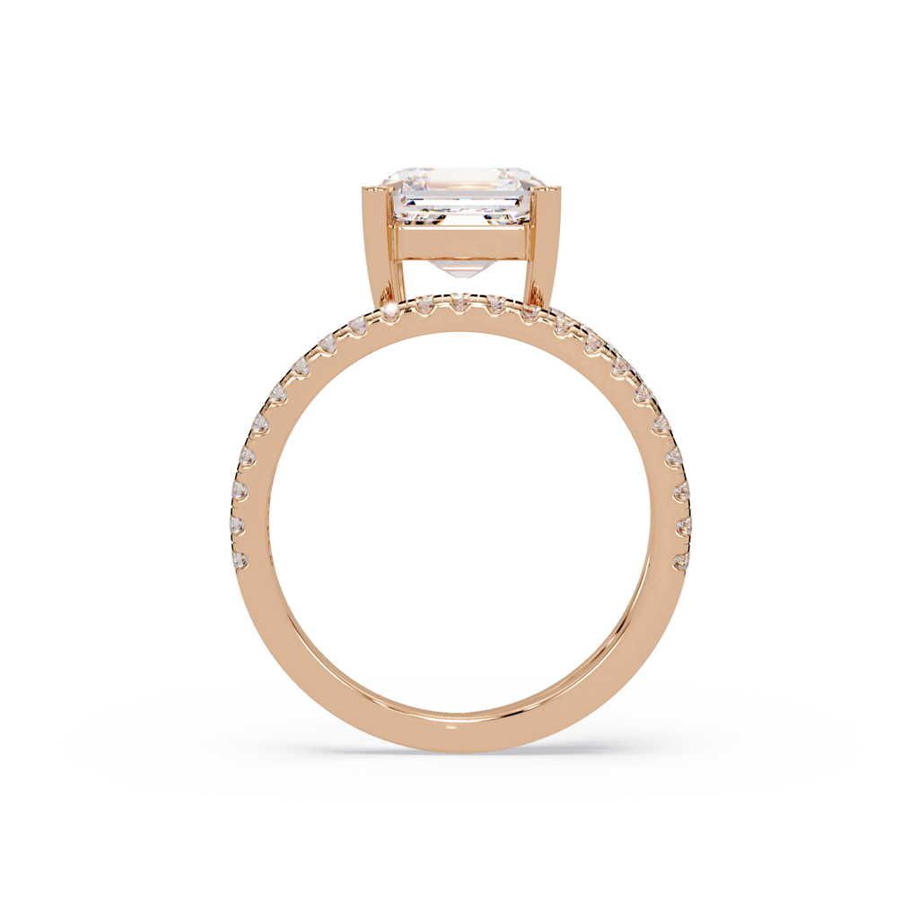 Emerald Square & Round Cut Diamond Bypass Engagement Ring