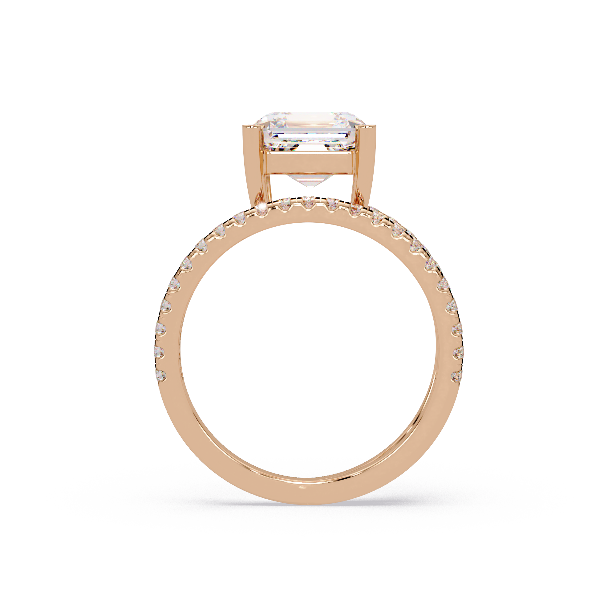 Emerald Square & Round Cut Diamond Bypass Engagement Ring