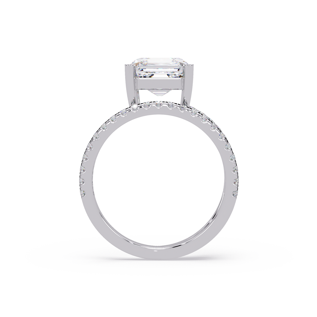 Emerald Square & Round Cut Diamond Bypass Engagement Ring