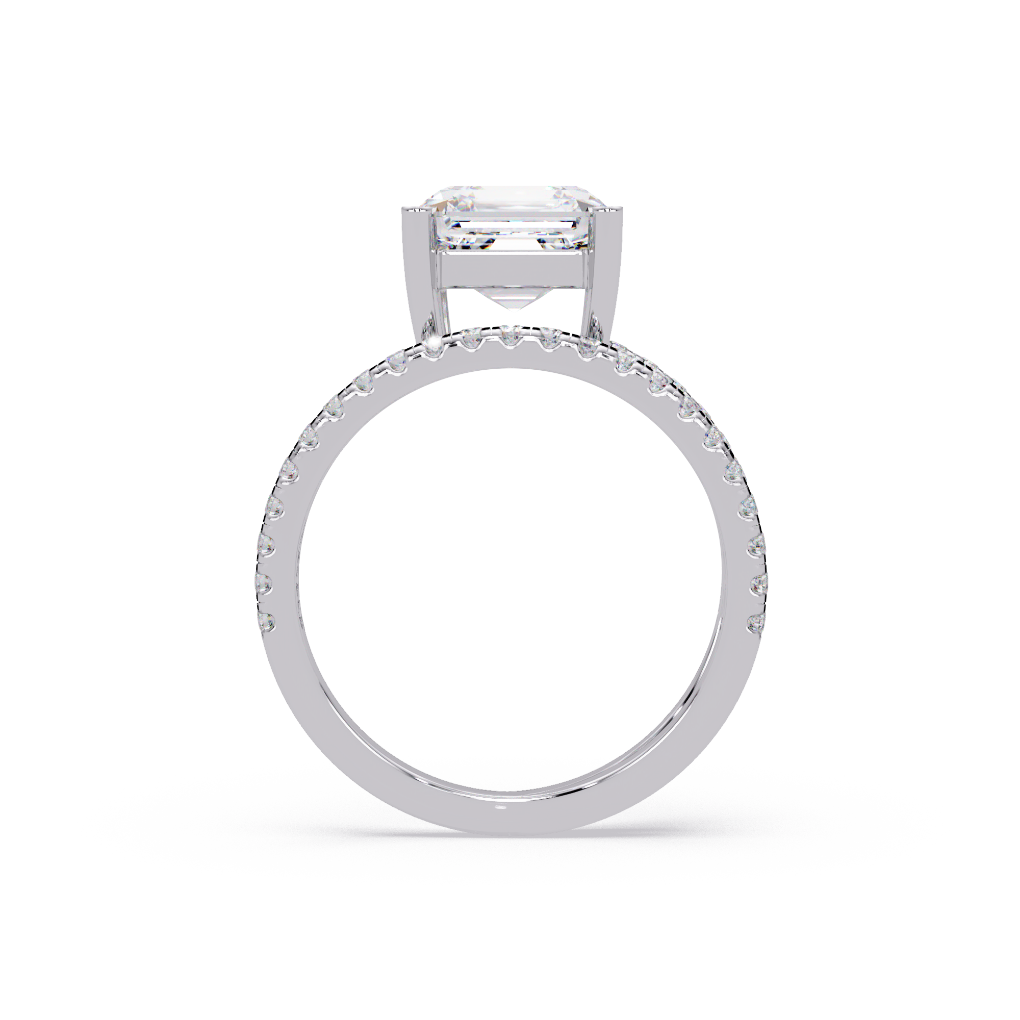 Emerald Square & Round Cut Diamond Bypass Engagement Ring
