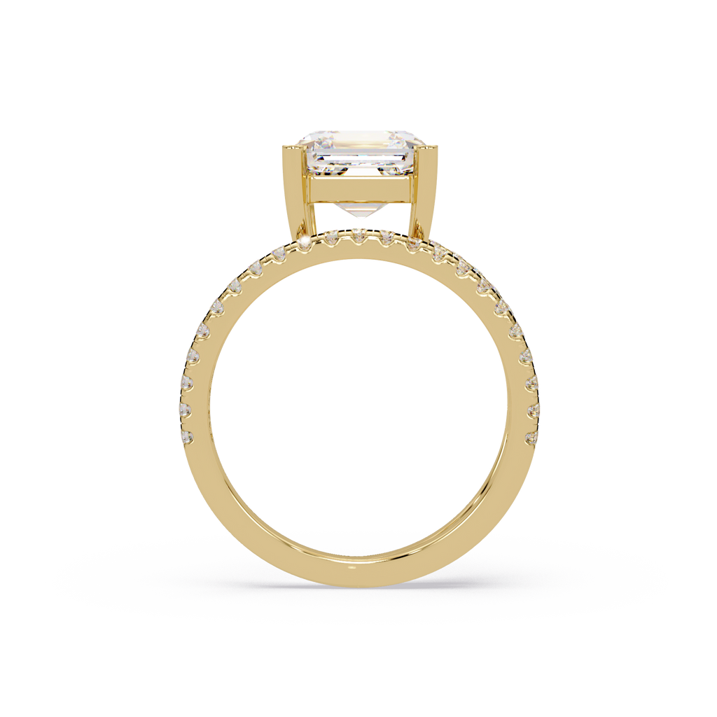 Emerald Square & Round Cut Diamond Bypass Engagement Ring