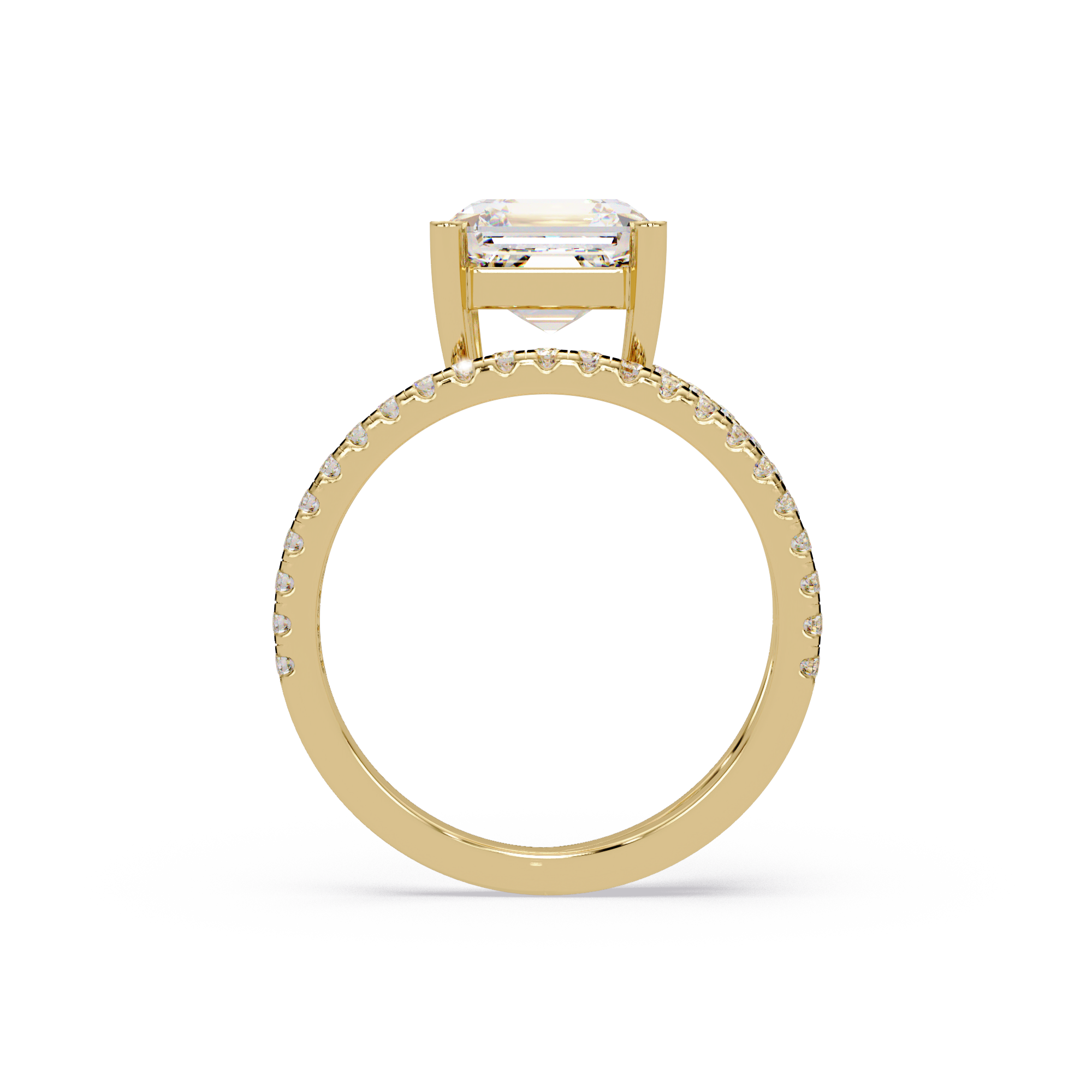 Emerald Square & Round Cut Diamond Bypass Engagement Ring