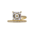 Emerald Square & Round Cut Diamond Bypass Engagement Ring