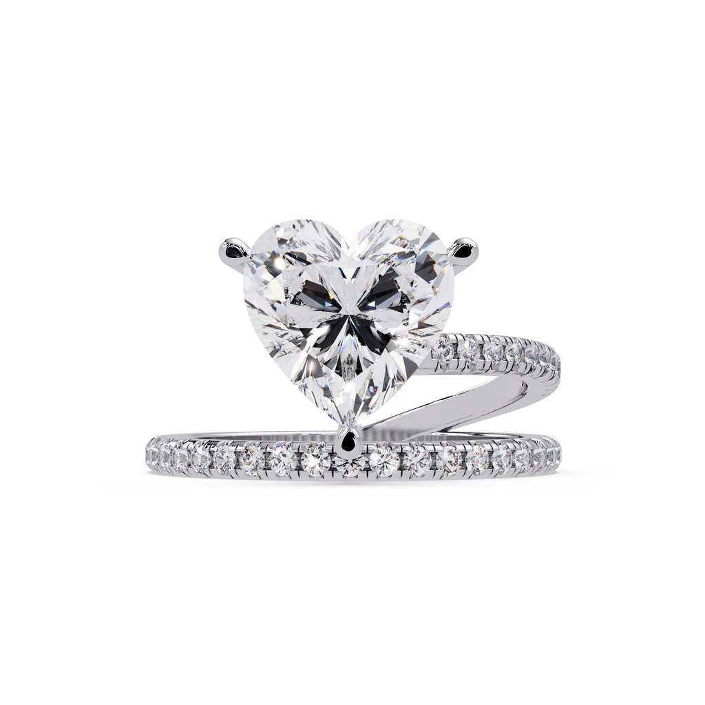 Heart Cut Diamond Bypass Engagement Ring