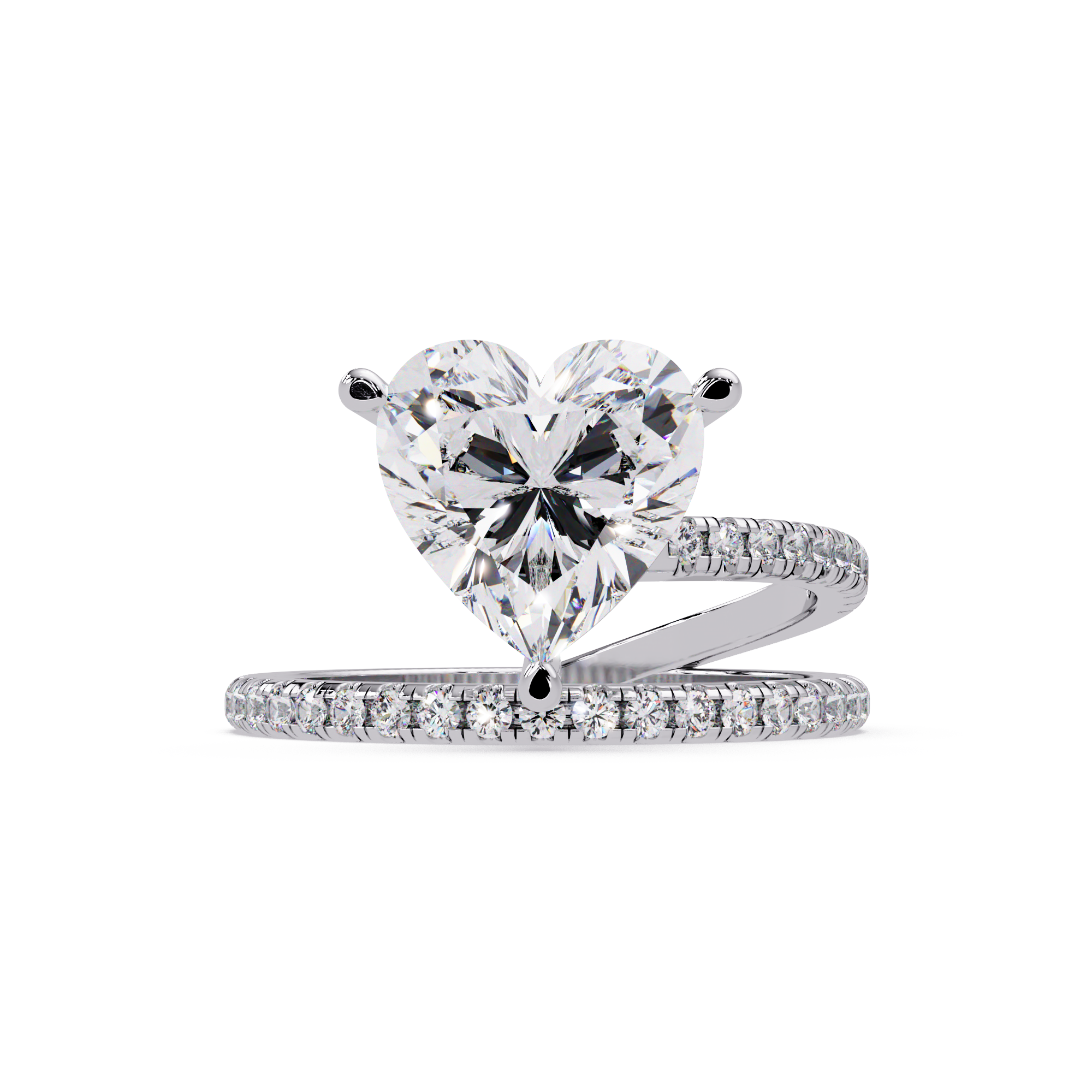 Heart Cut Diamond Bypass Engagement Ring