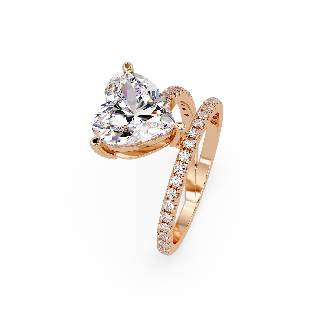 Heart Cut Diamond Bypass Engagement Ring