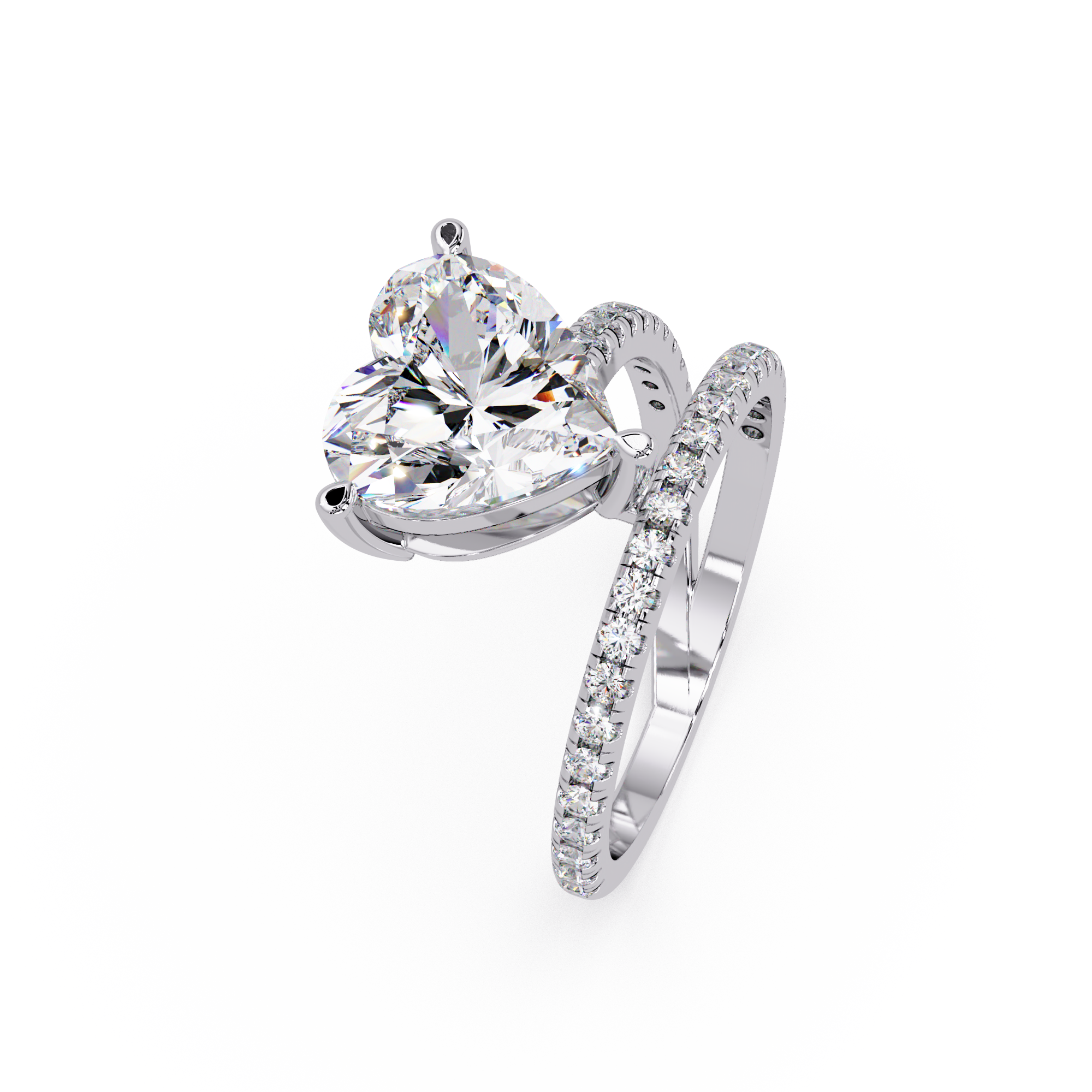 Heart Cut Diamond Bypass Engagement Ring