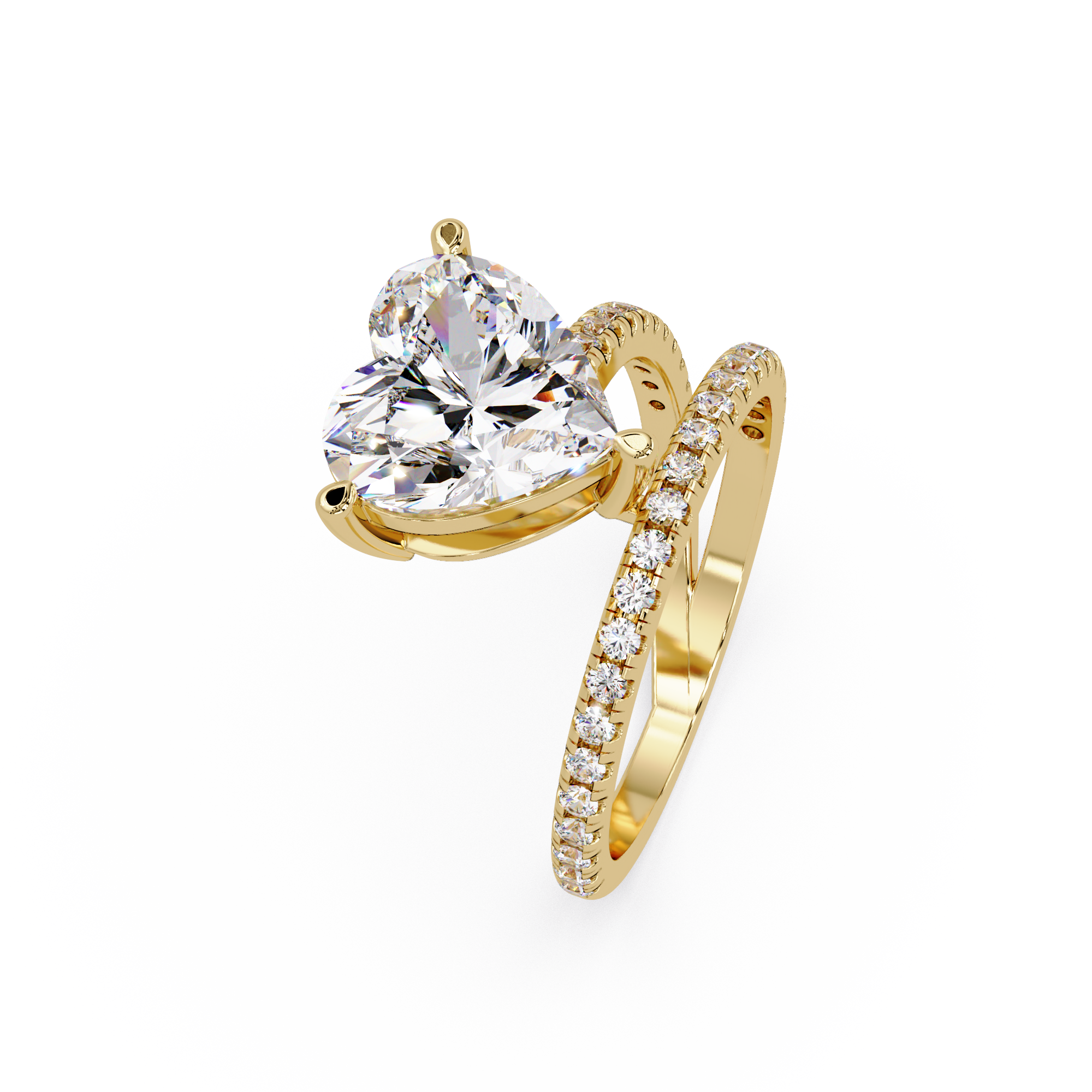 Heart Cut Diamond Bypass Engagement Ring