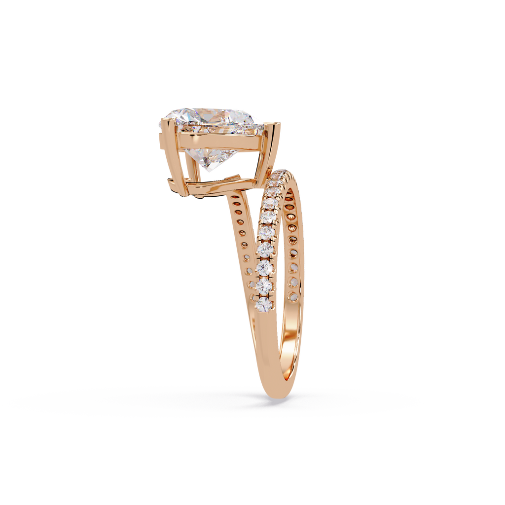 Heart Cut Diamond Bypass Engagement Ring