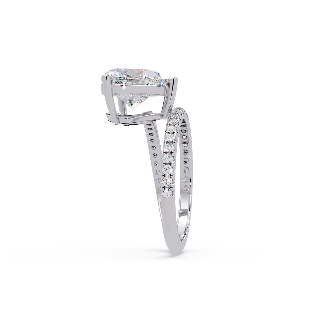 Heart Cut Diamond Bypass Engagement Ring