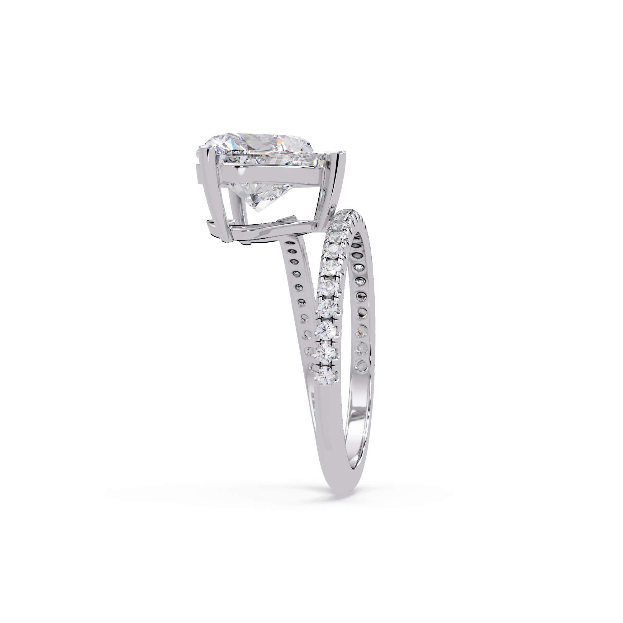 Heart Cut Diamond Bypass Engagement Ring
