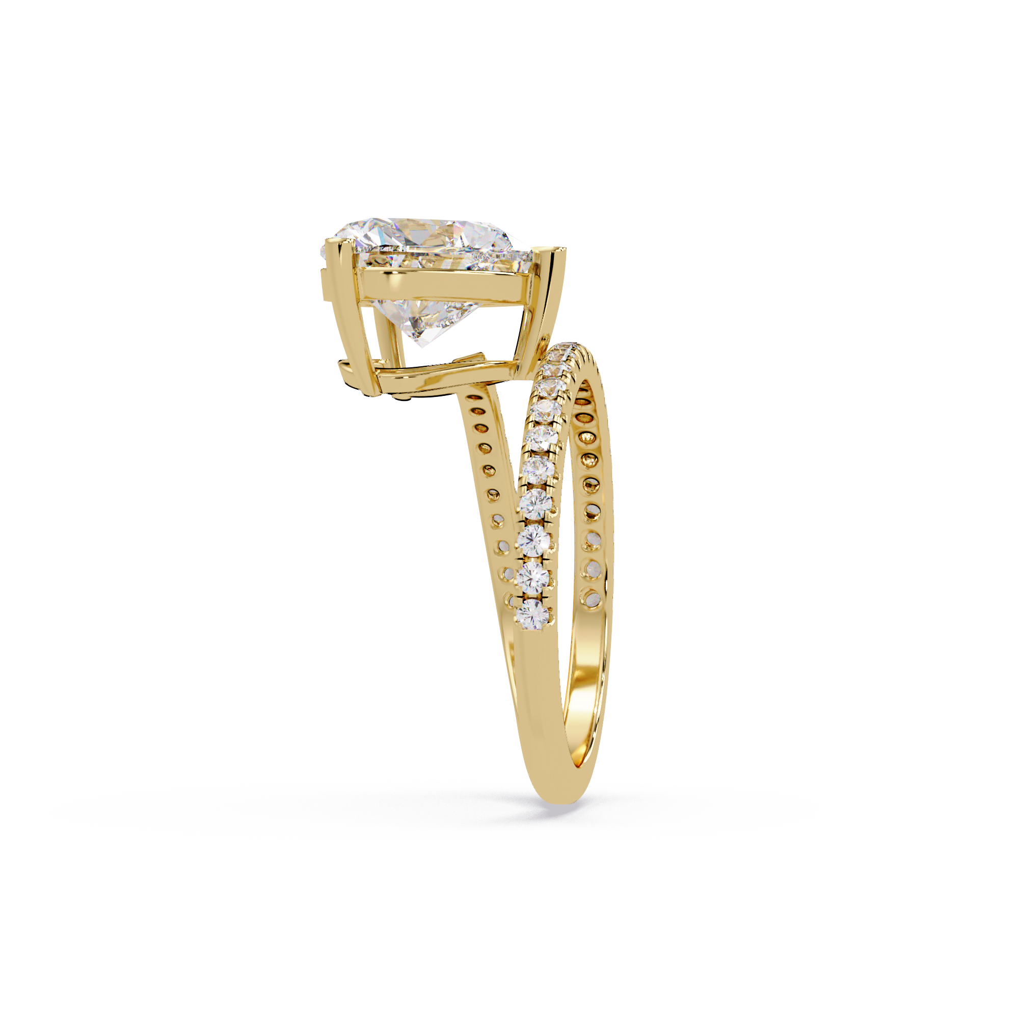 Heart Cut Diamond Bypass Engagement Ring