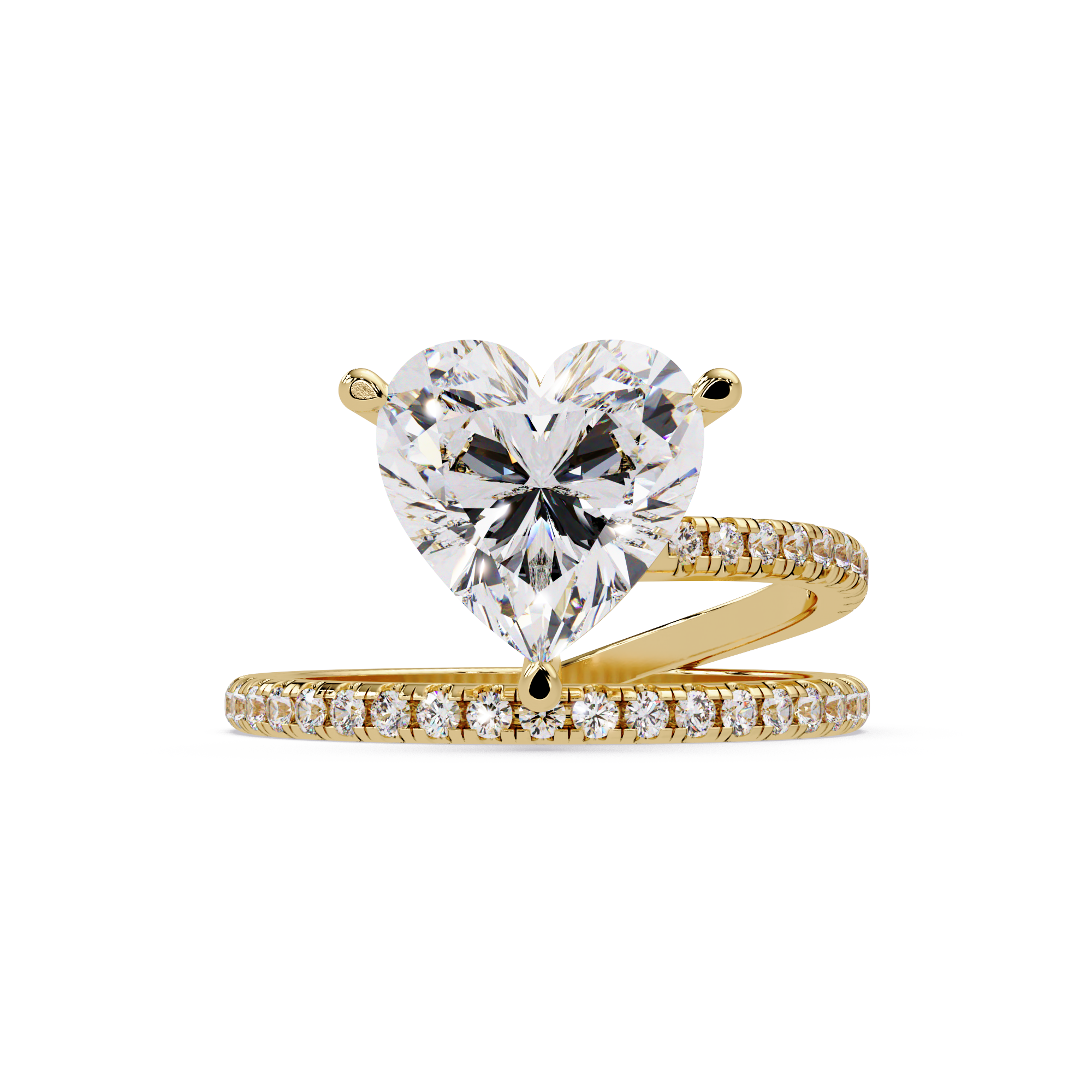 Heart Cut Diamond Bypass Engagement Ring