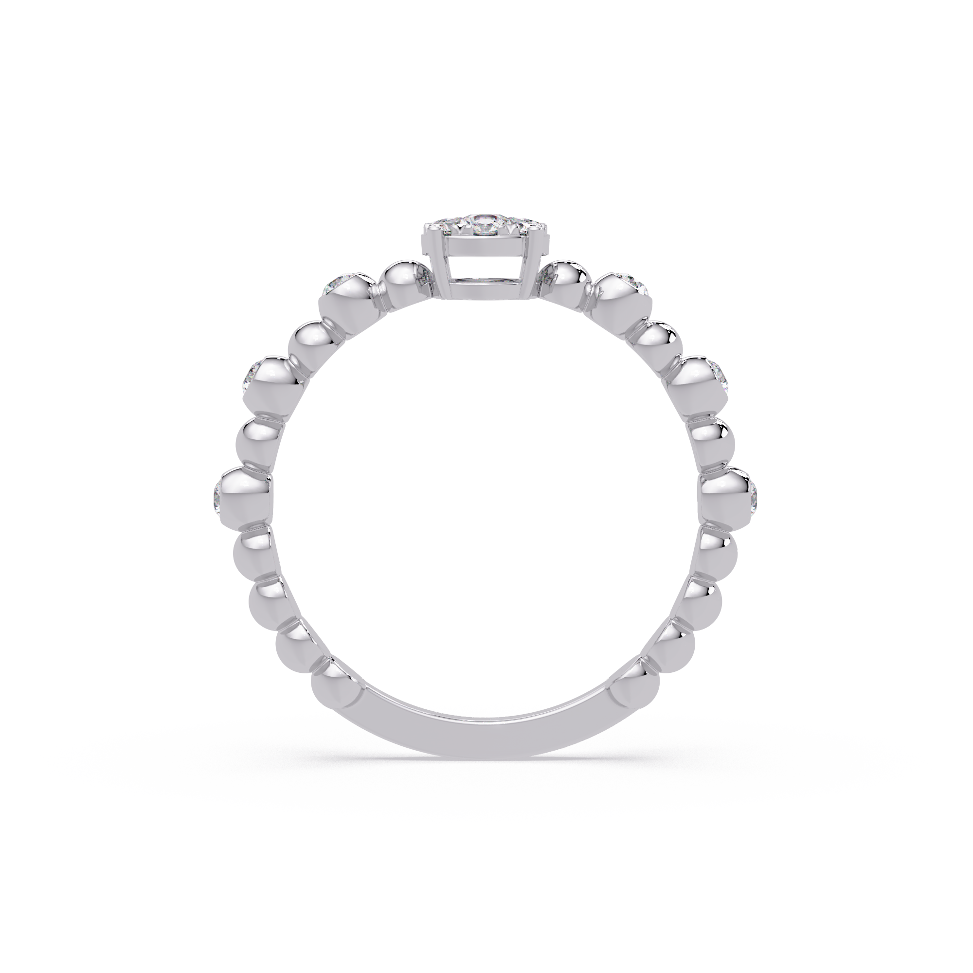Round Cut Cluster Diamond Beaded Engagement Ring