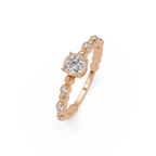 Round Cut Cluster Diamond Beaded Engagement Ring