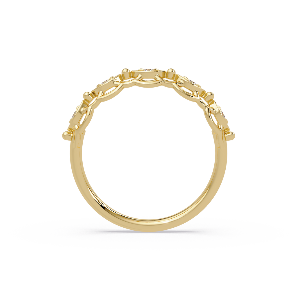 Nature Inspired Round Cut Diamond Wedding Ring