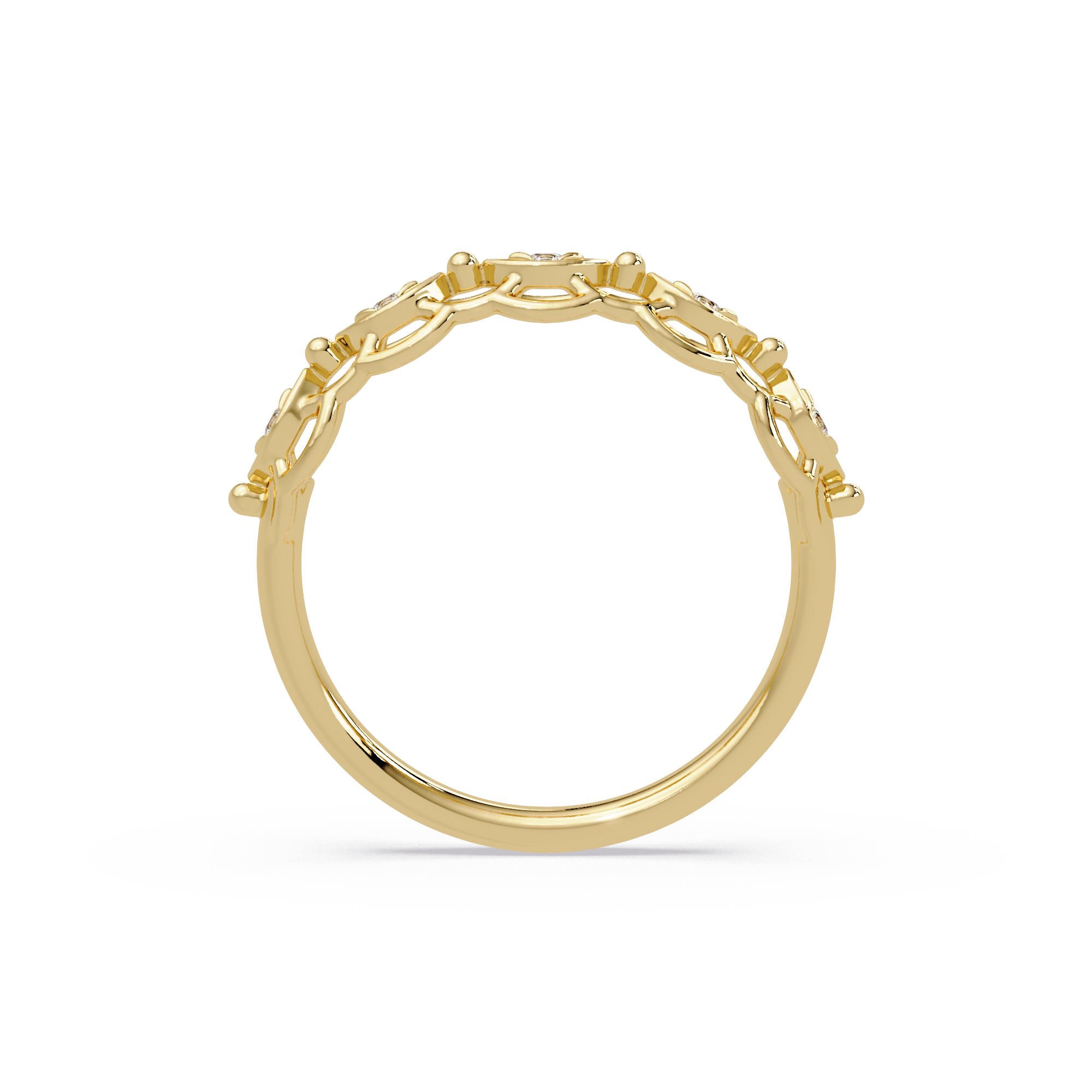 Nature Inspired Round Cut Diamond Wedding Ring