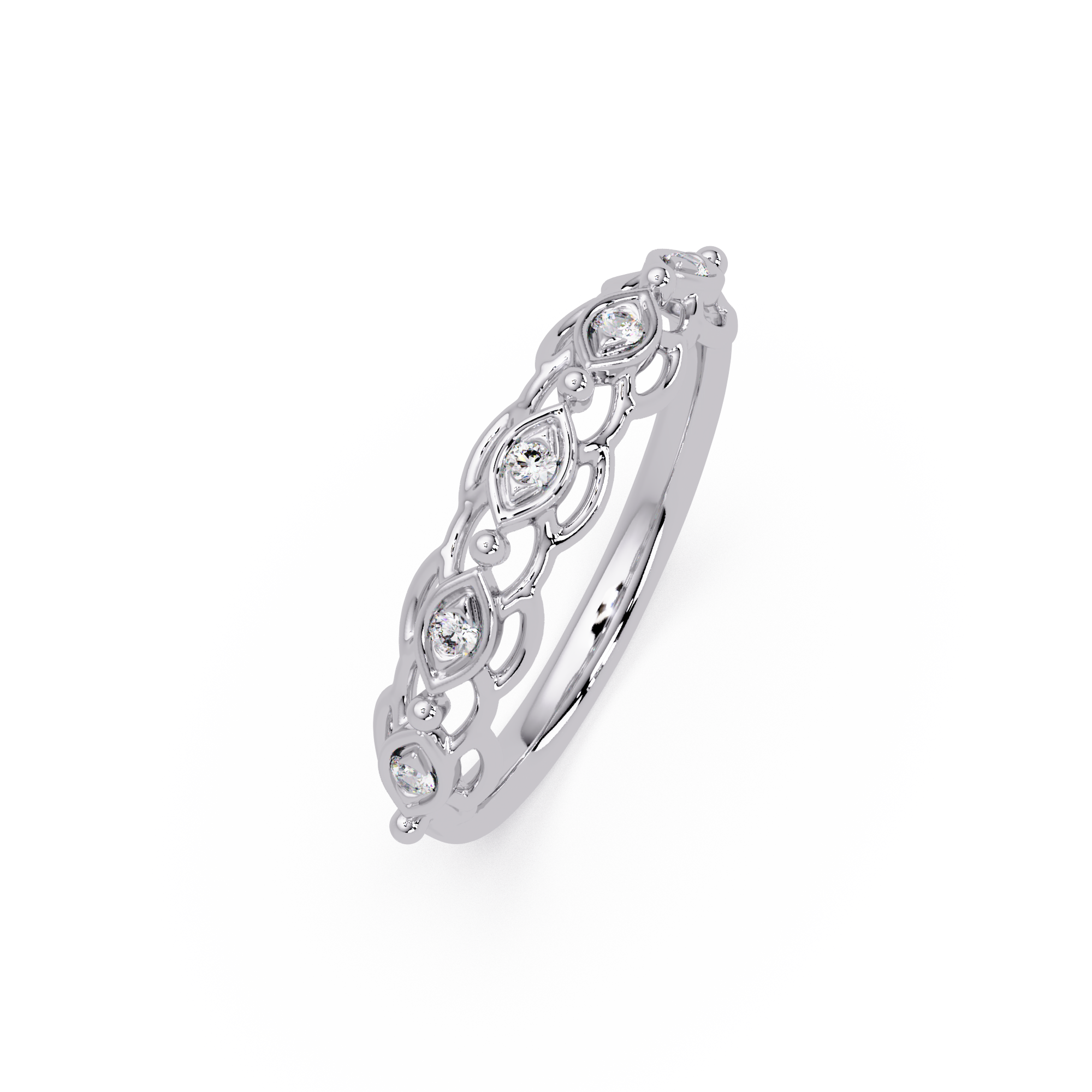 Nature Inspired Round Cut Diamond Wedding Ring
