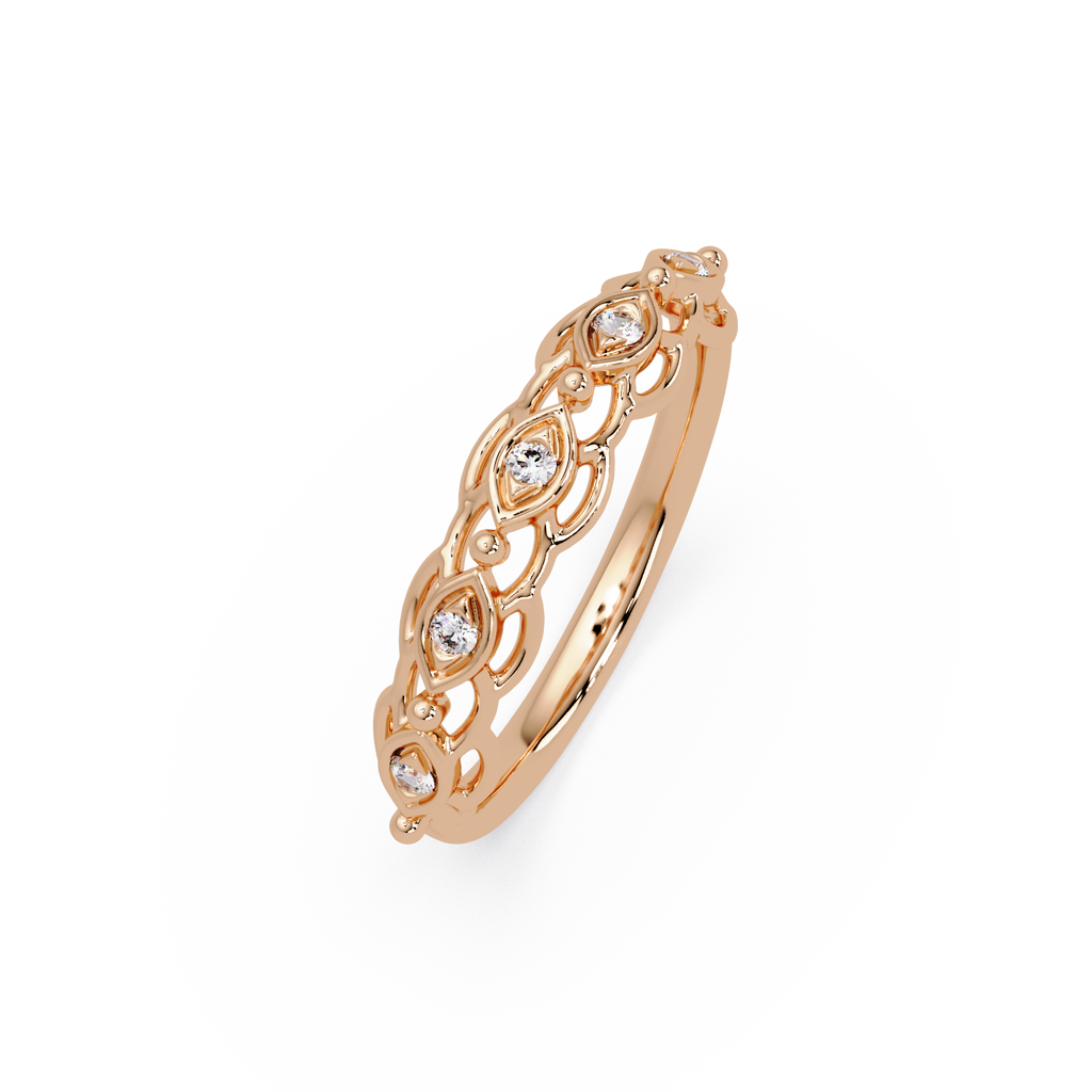 Nature Inspired Round Cut Diamond Wedding Ring