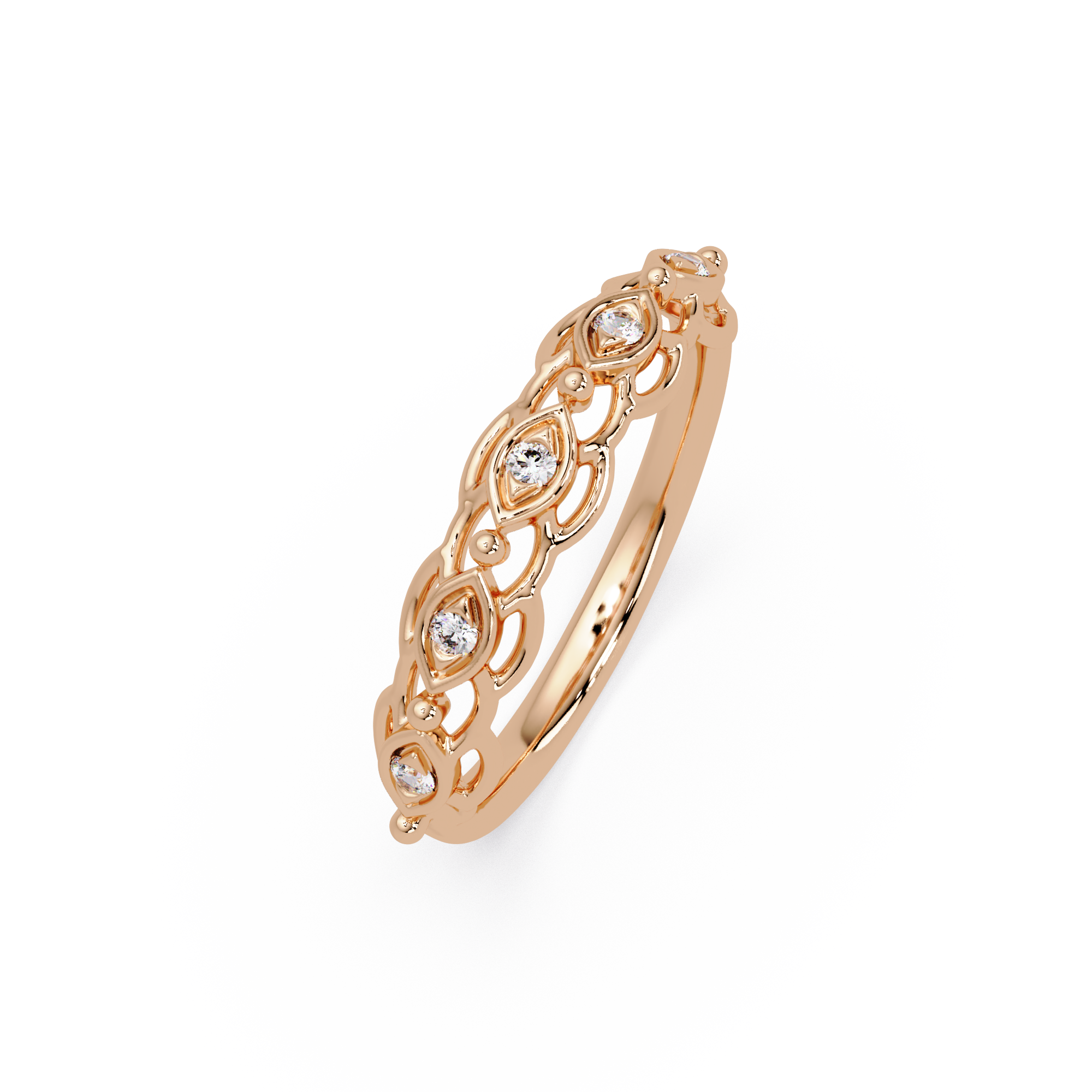 Nature Inspired Round Cut Diamond Wedding Ring
