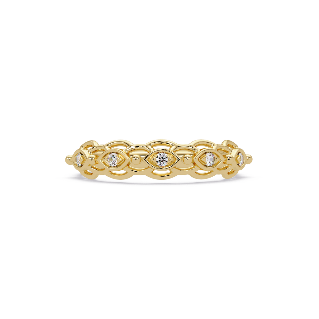 Nature Inspired Round Cut Diamond Wedding Ring