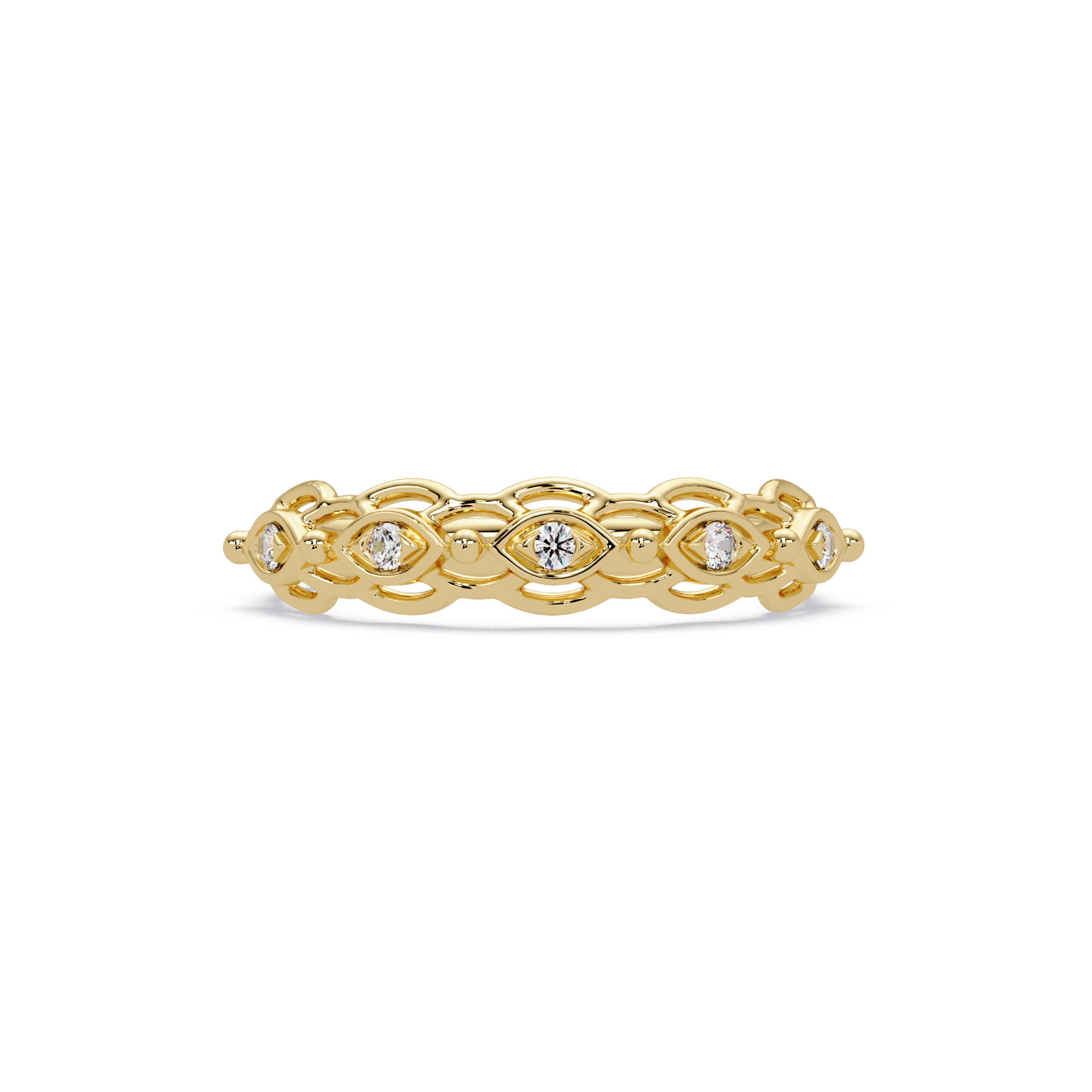 Nature Inspired Round Cut Diamond Wedding Ring