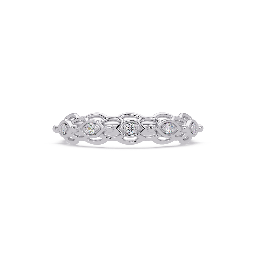 Nature Inspired Round Cut Diamond Wedding Ring