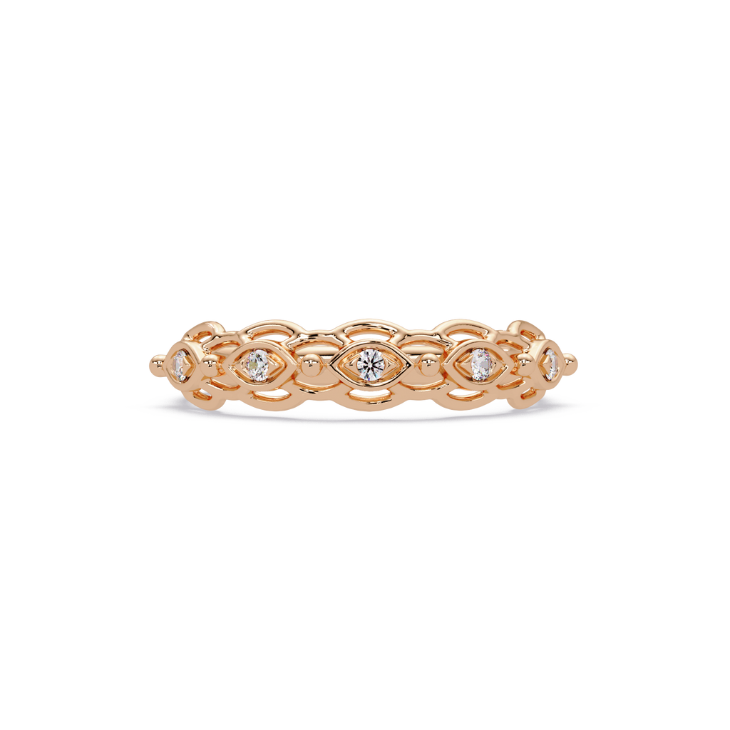 Nature Inspired Round Cut Diamond Wedding Ring