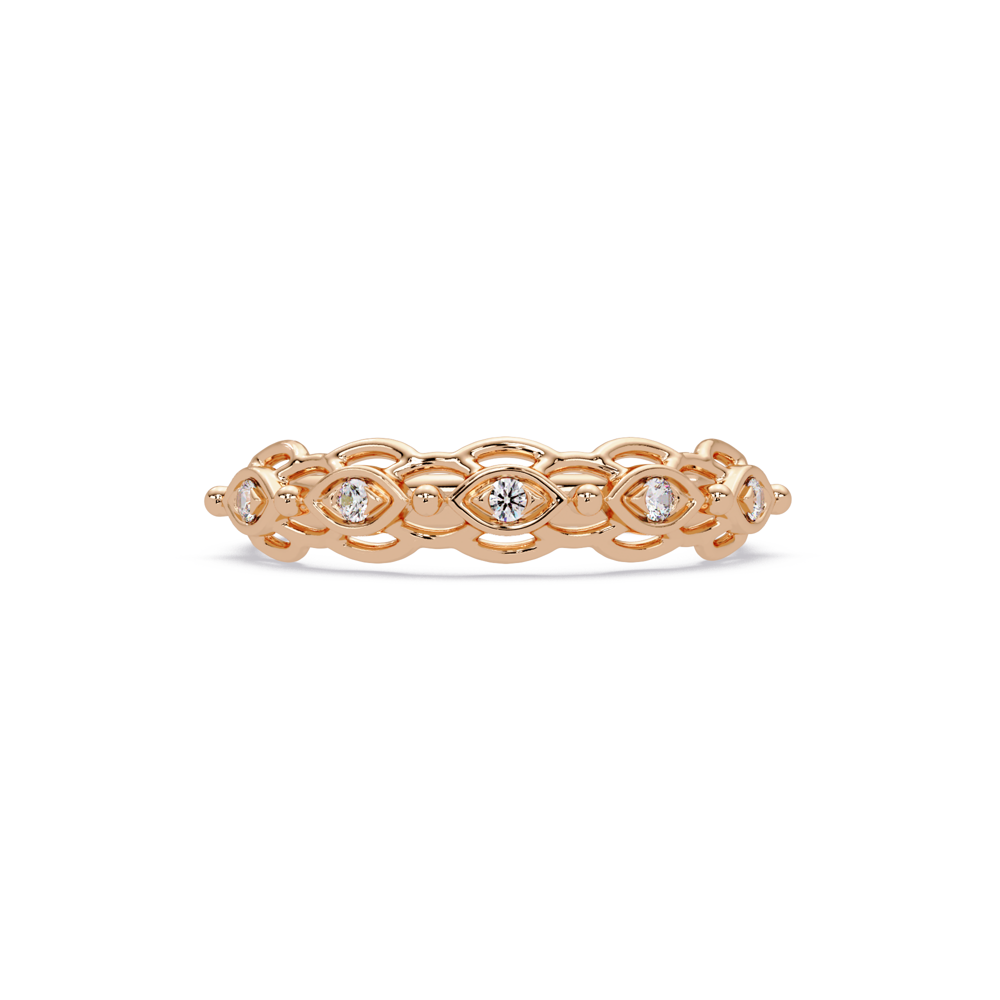 Nature Inspired Round Cut Diamond Wedding Ring