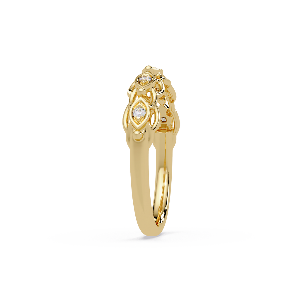 Nature Inspired Round Cut Diamond Wedding Ring