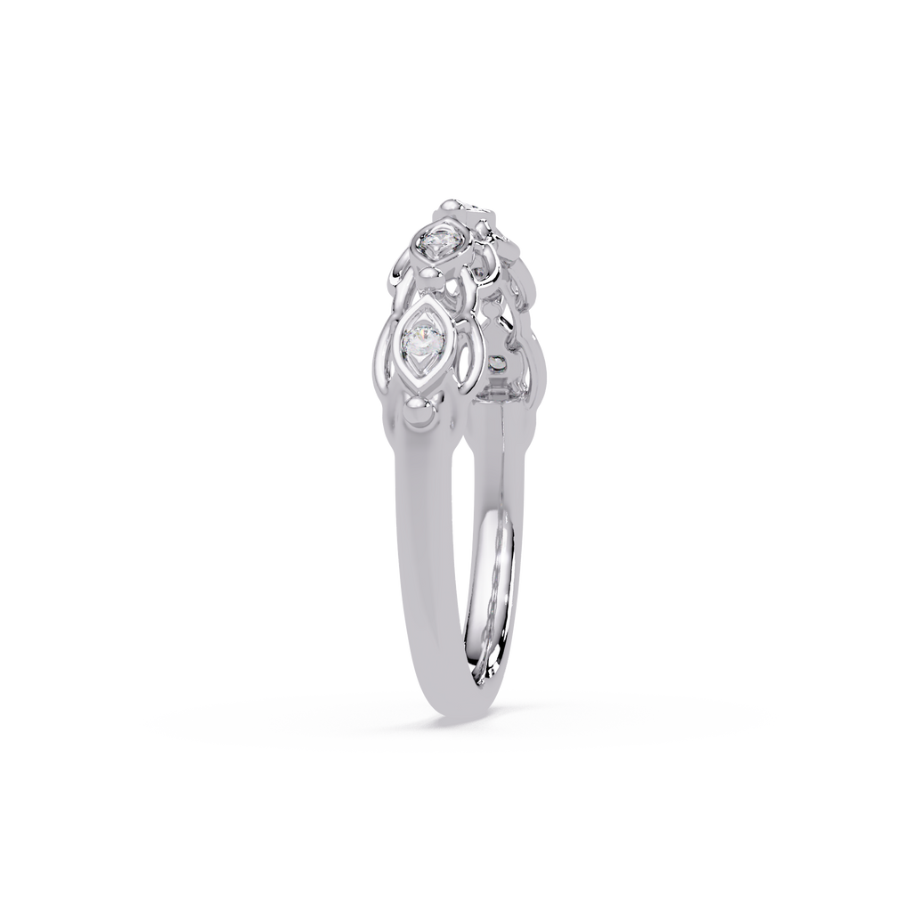 Nature Inspired Round Cut Diamond Wedding Ring