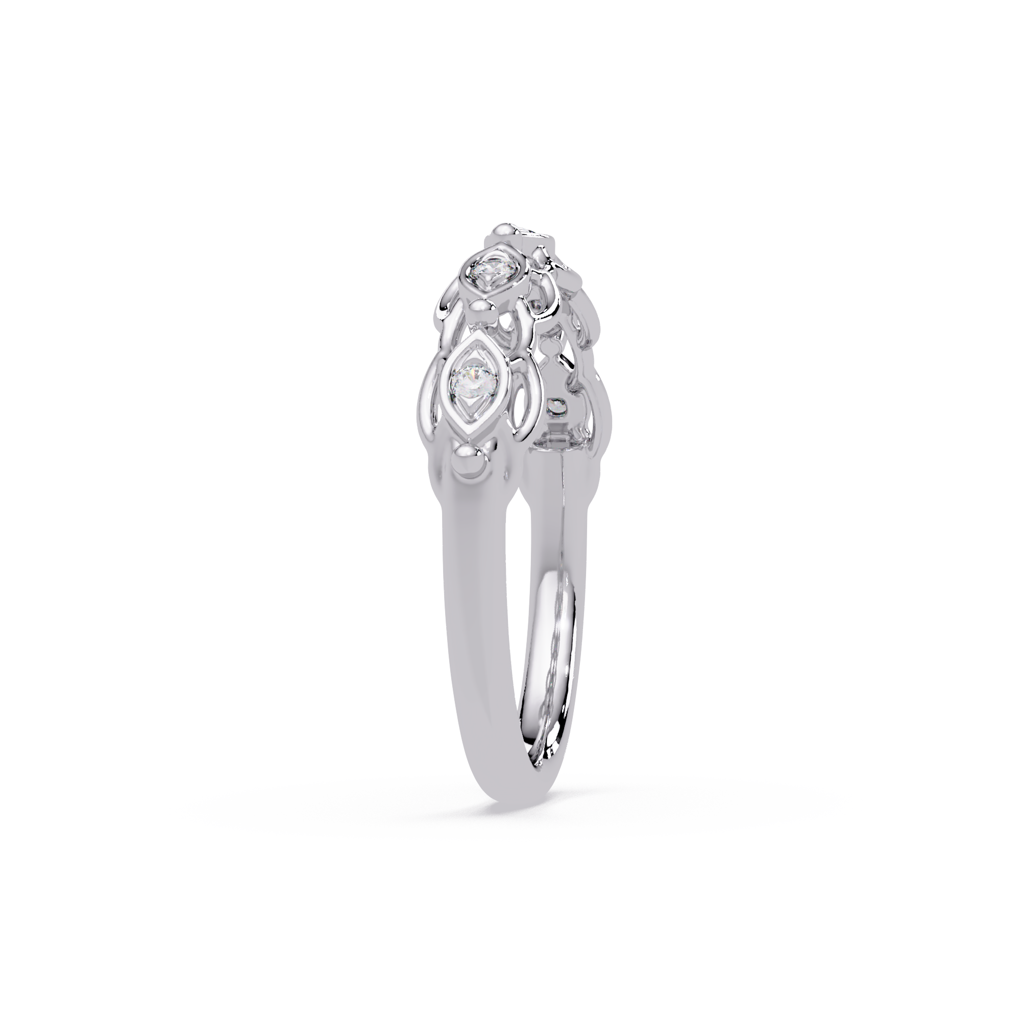 Nature Inspired Round Cut Diamond Wedding Ring