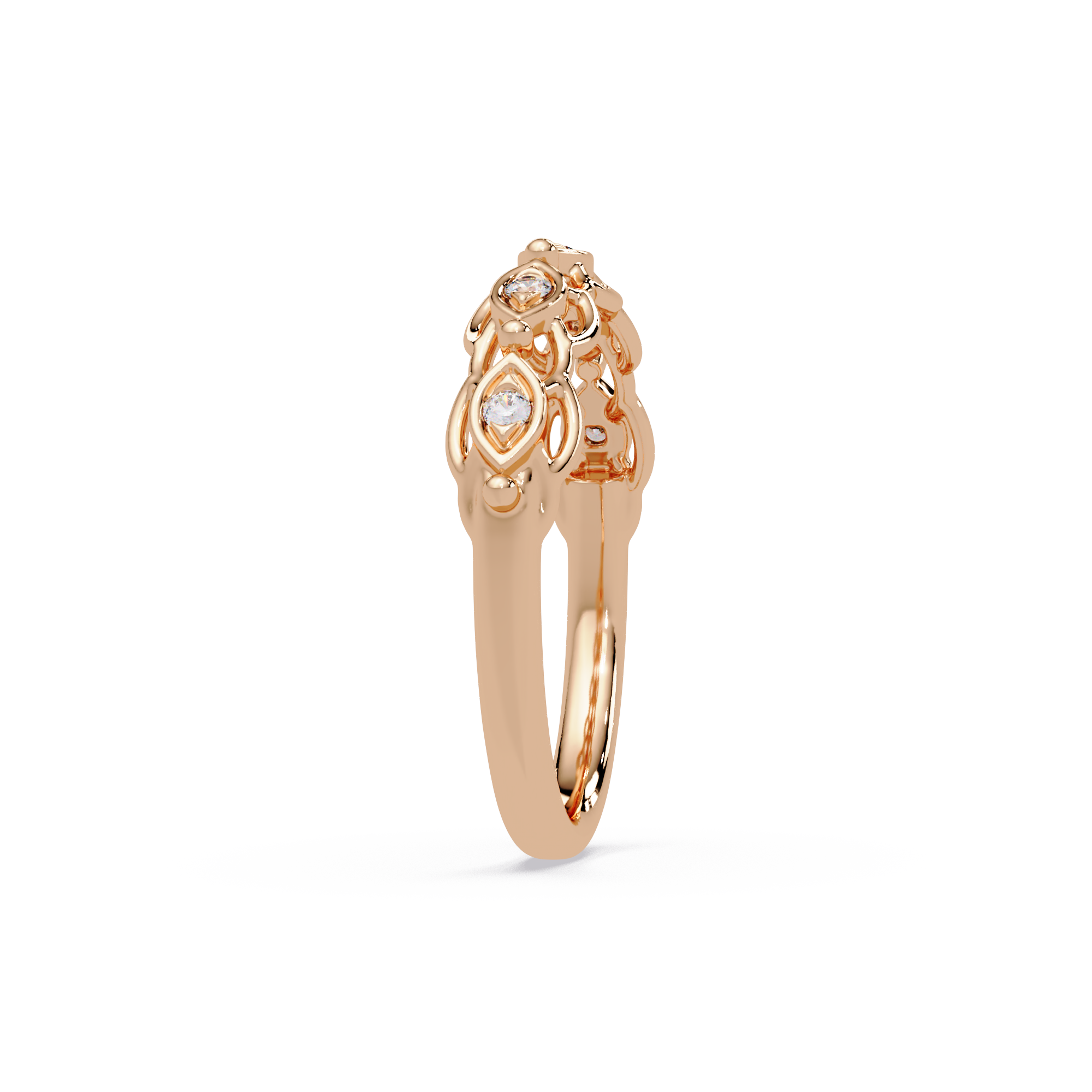 Nature Inspired Round Cut Diamond Wedding Ring