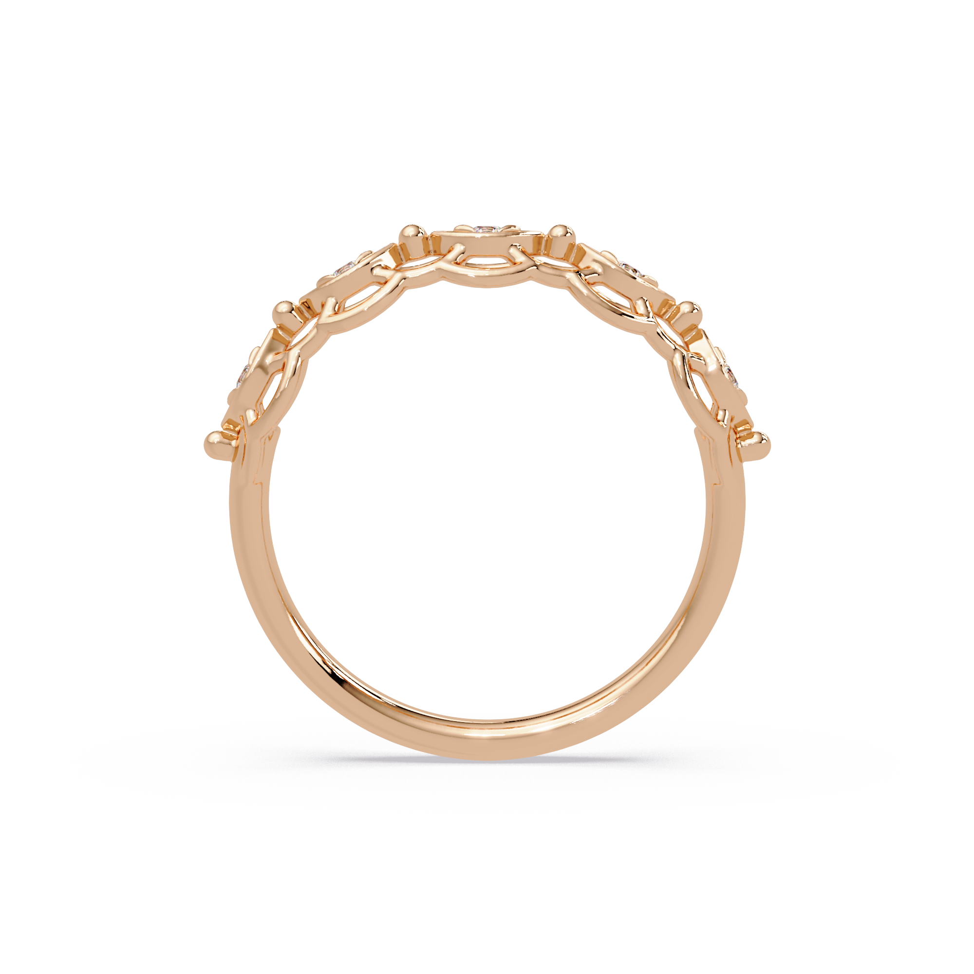 Nature Inspired Round Cut Diamond Wedding Ring