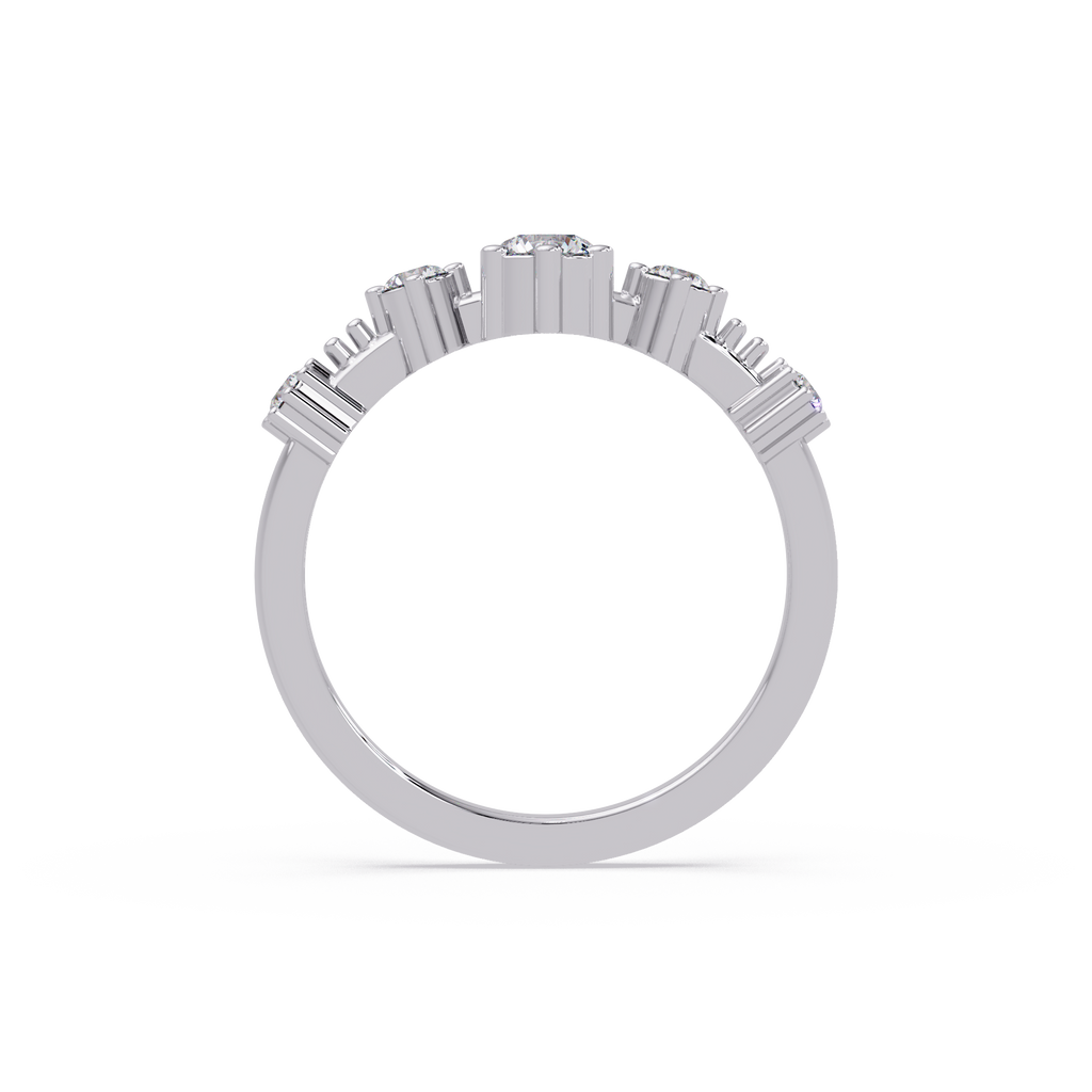 Round Cut Graduated Five-Stone Open Bypass Ring