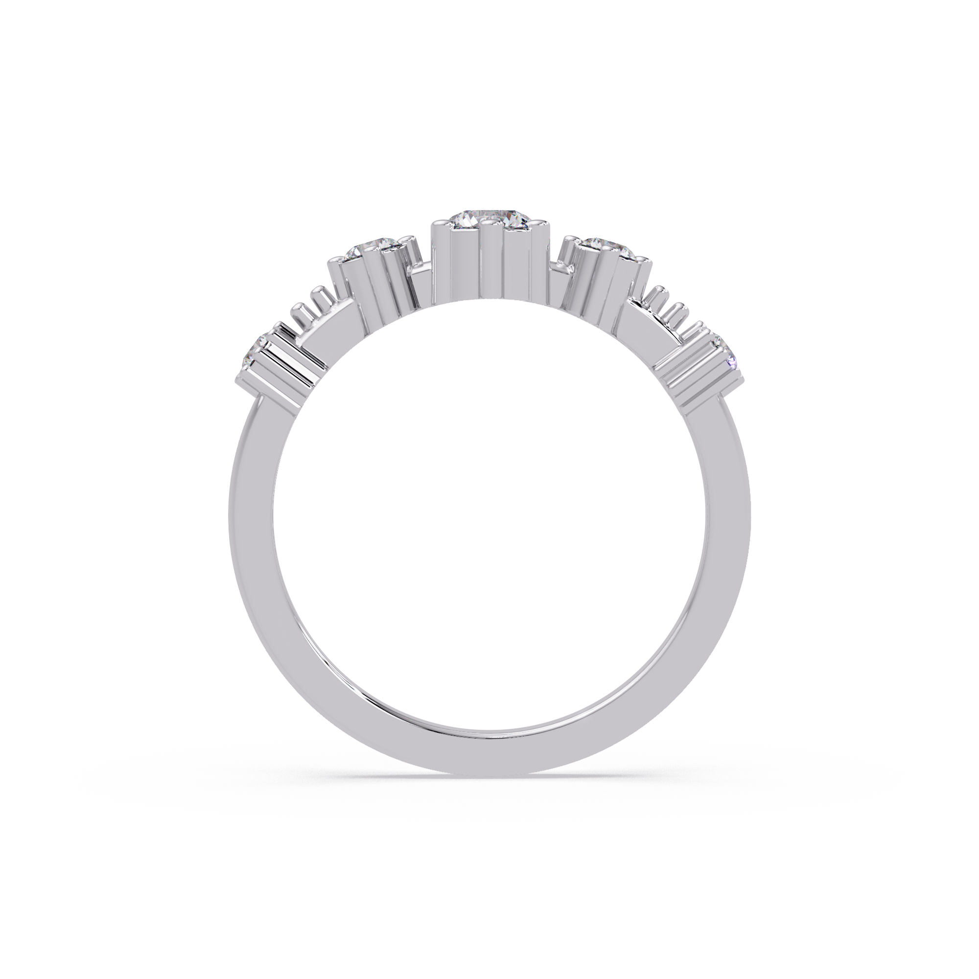 Round Cut Graduated Five-Stone Open Bypass Ring