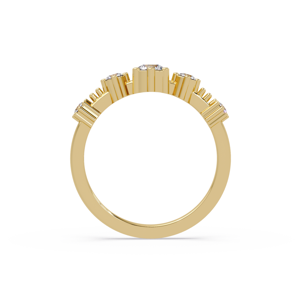 Round Cut Graduated Five-Stone Open Bypass Ring