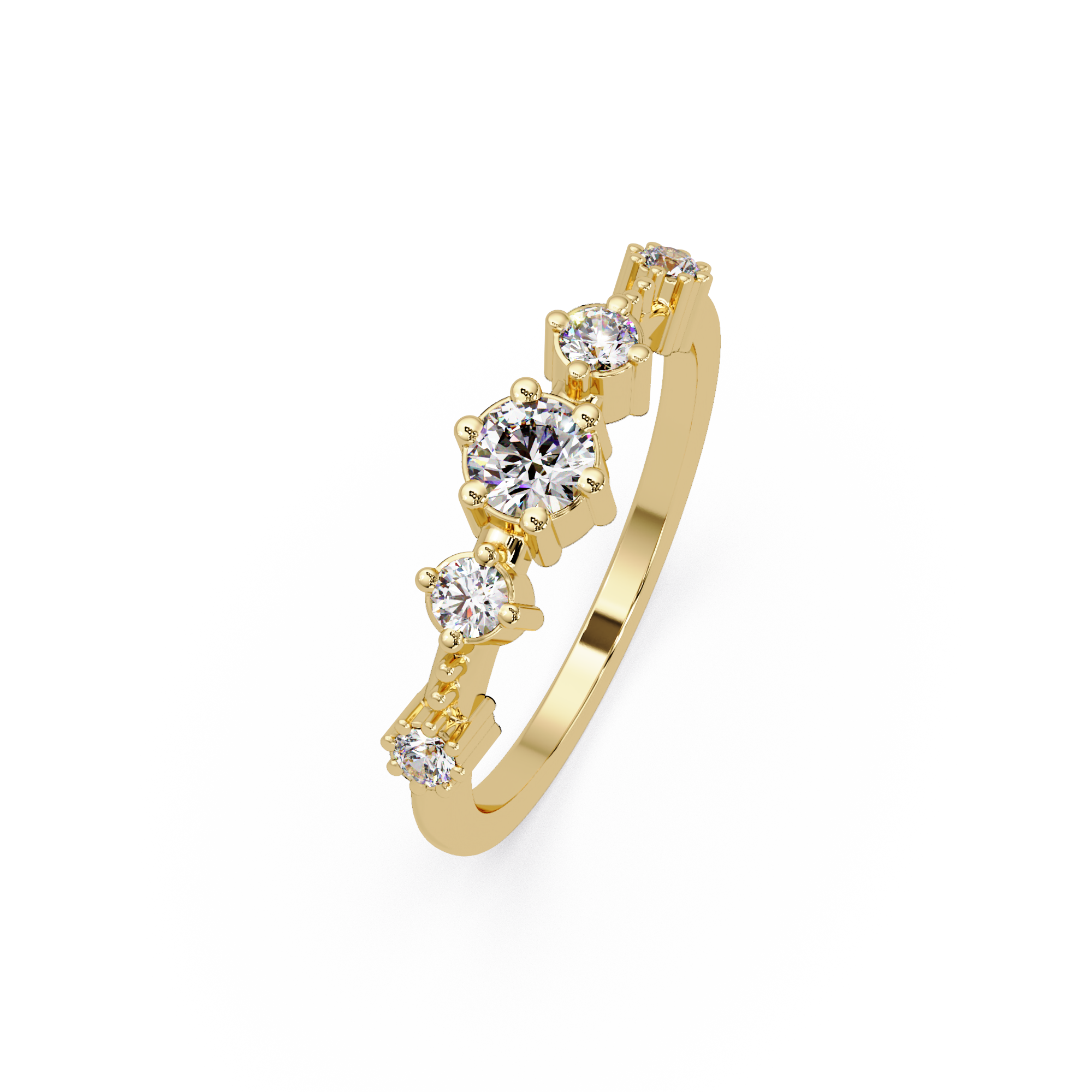 Round Cut Graduated Five-Stone Open Bypass Ring