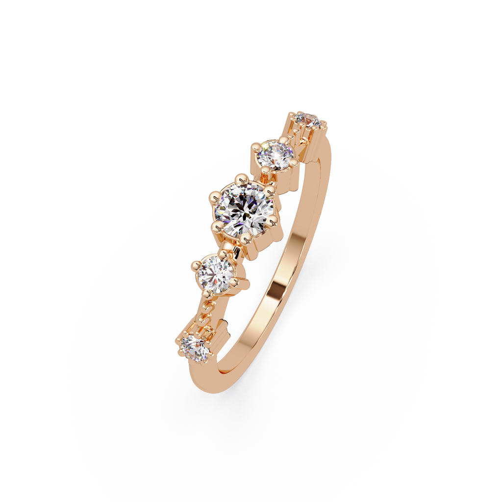 Round Cut Graduated Five-Stone Open Bypass Ring