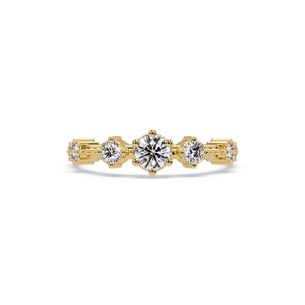 Round Cut Graduated Five-Stone Open Bypass Ring