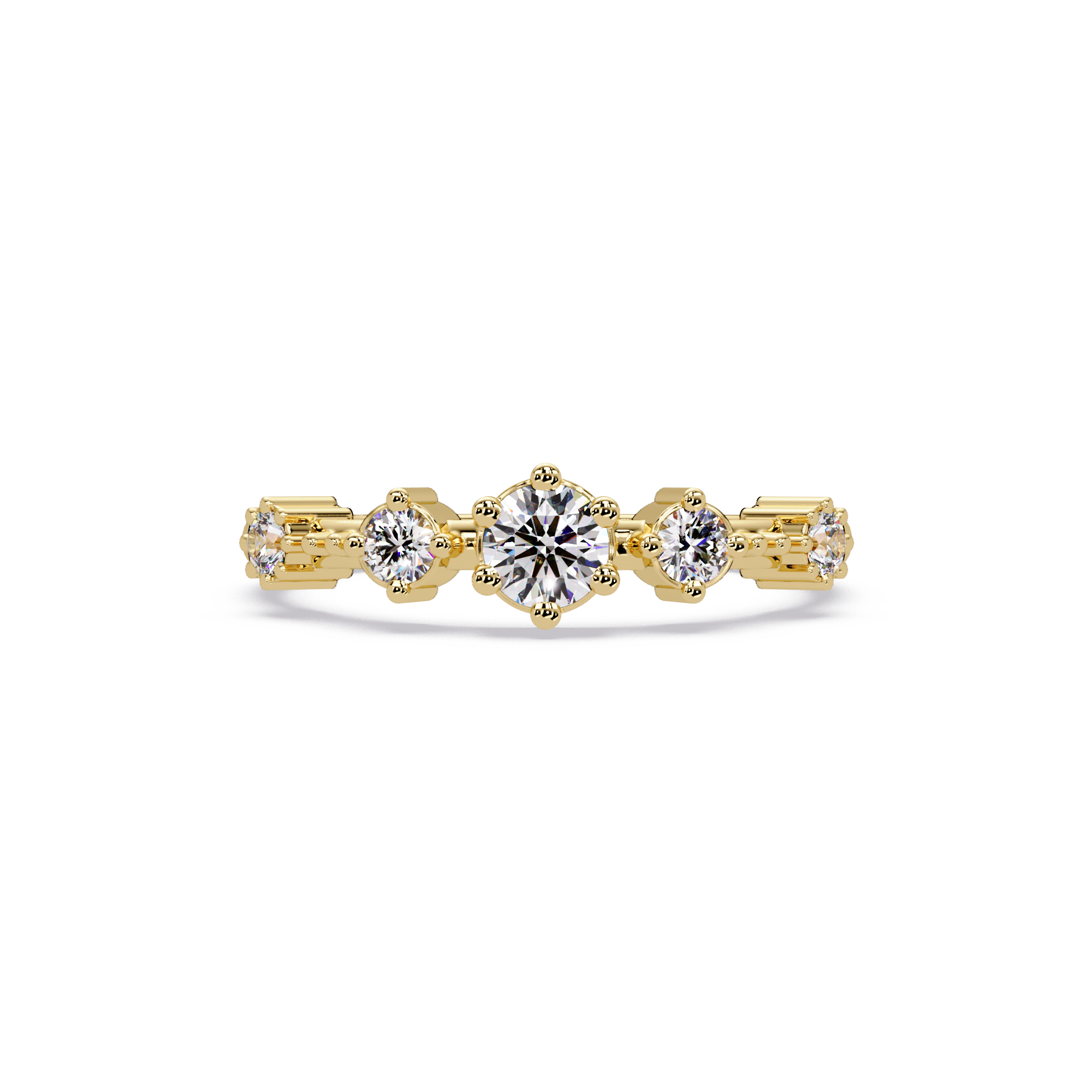 Round Cut Graduated Five-Stone Open Bypass Ring