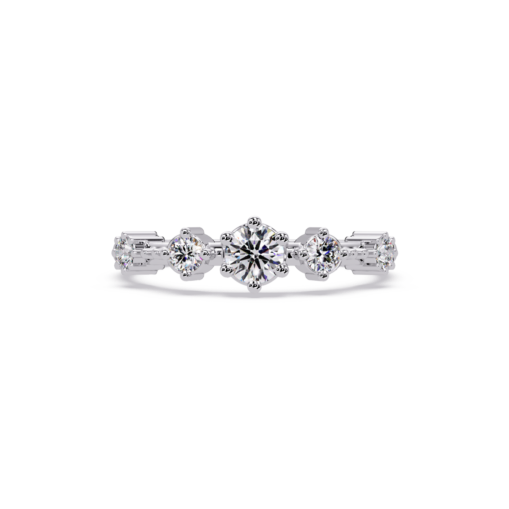 Round Cut Graduated Five-Stone Open Bypass Ring