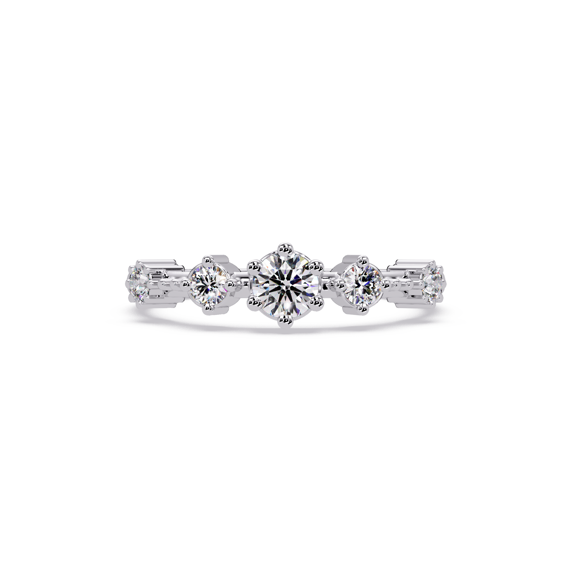 Round Cut Graduated Five-Stone Open Bypass Ring