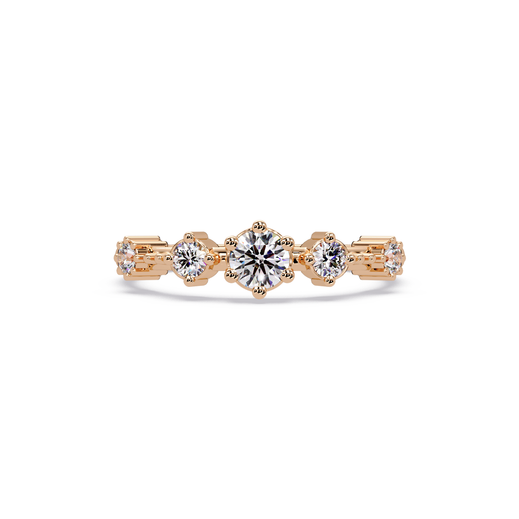 Round Cut Graduated Five-Stone Open Bypass Ring