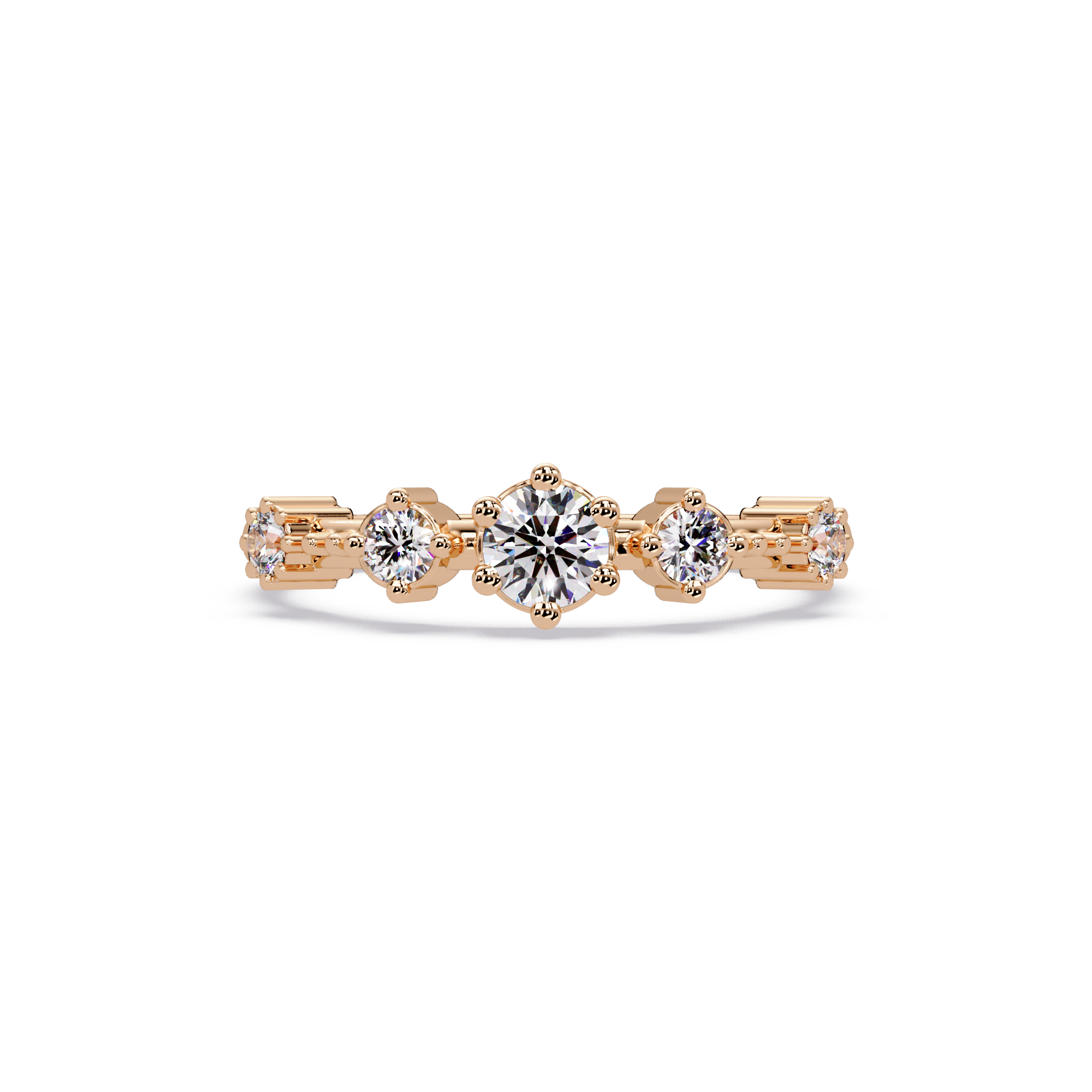 Round Cut Graduated Five-Stone Open Bypass Ring