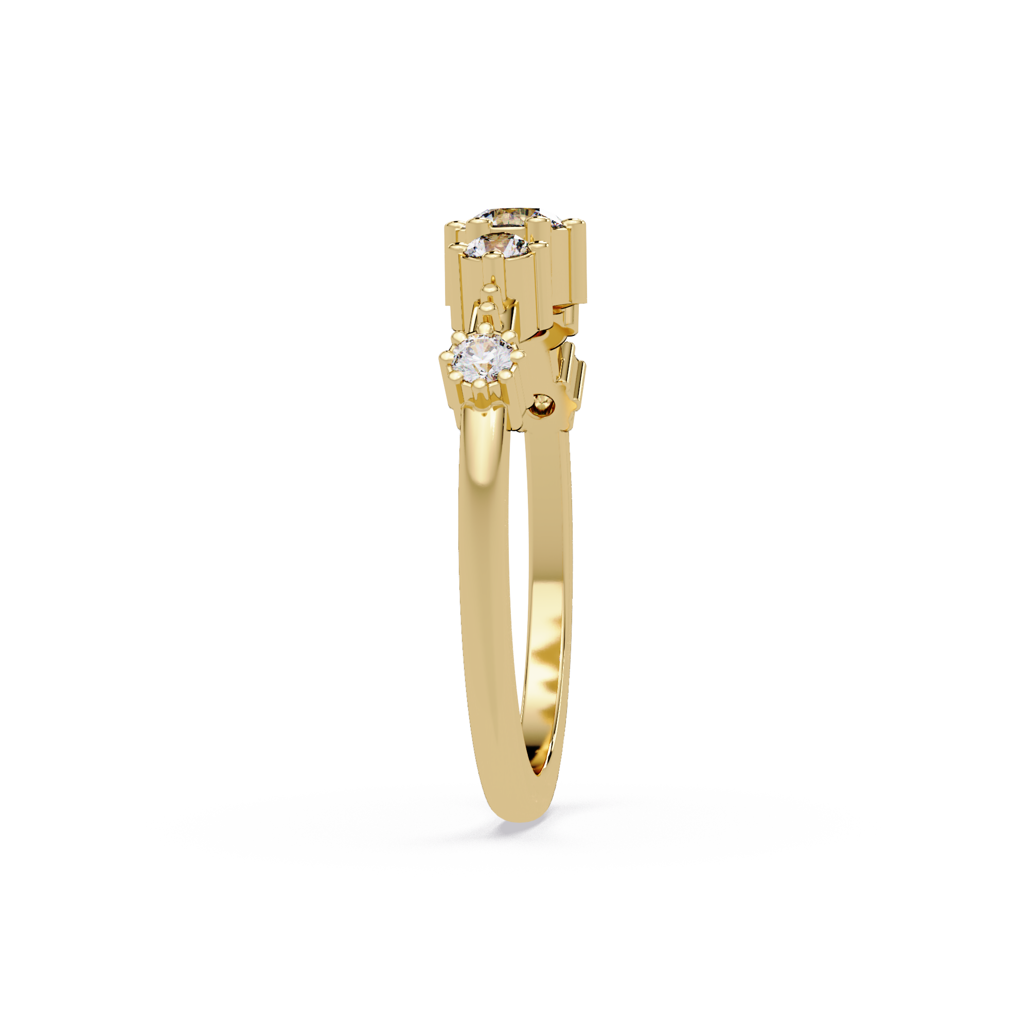 Round Cut Graduated Five-Stone Open Bypass Ring