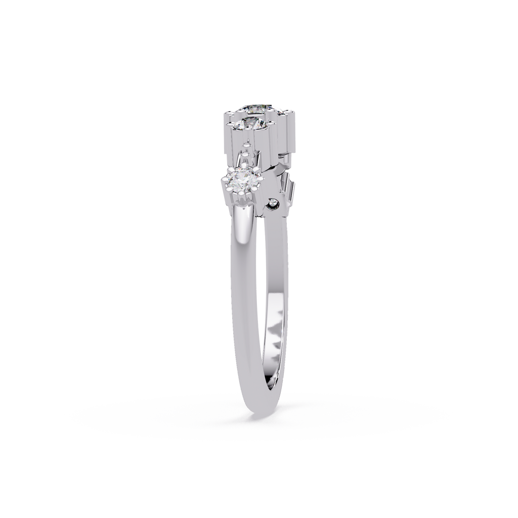 Round Cut Graduated Five-Stone Open Bypass Ring